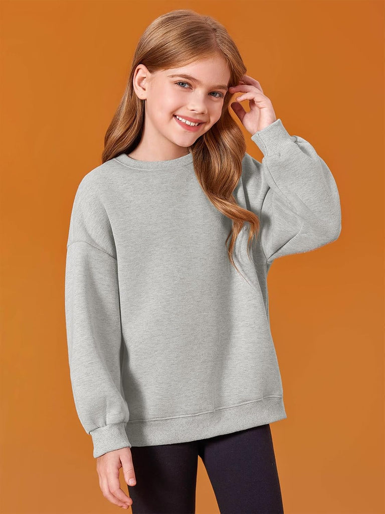Girls Oversized Crewneck Sweatshirts Kids Fleece Pullover Tops
