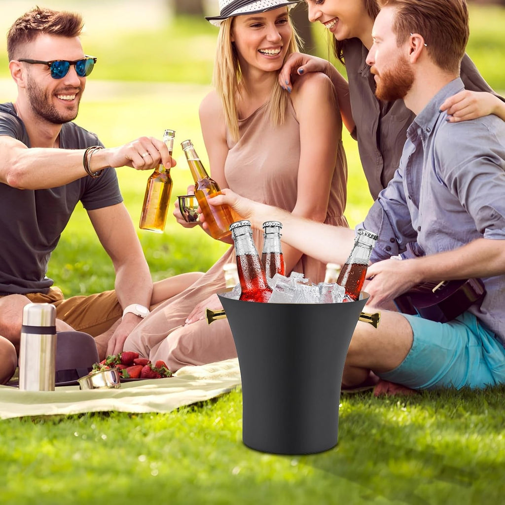 Champagne Ice Bucket with Stand, Black Gold, Waist Shape, 92cm/32in