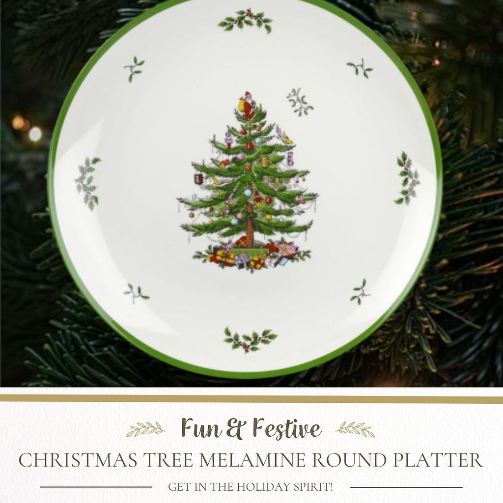 Christmas Tree Round Shatterproof Serving Platter
