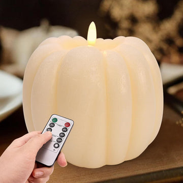 Fall Decorations - Flickering Flameless Wax Pumpkin LED Candle