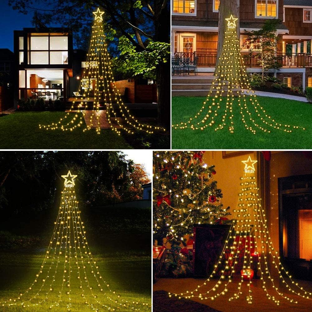 (New) Christmas Decorations Star String Lights, 320 LED Christmas Light Outdoor Yard Decorations Tree Light with 13"