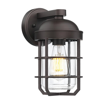 Farmhouse Wall Mount Outdoor Lighting, Nautical Exterior Light Fixture Metal with Clear Glass, Outside Light in Oil