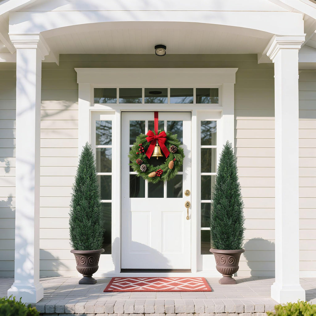Cedar Topiary Trees Artificial Outdoor 4ft UV-Resistant Fake Plants 2 Pcs