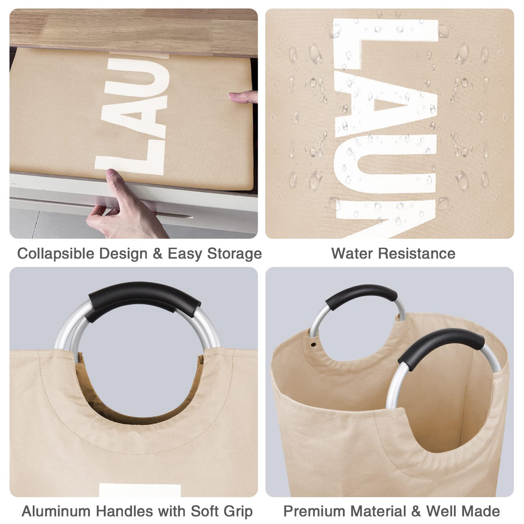 Extra Large Laundry Basket, Big Laundry Hamper Bag with Handles, 130L Brown