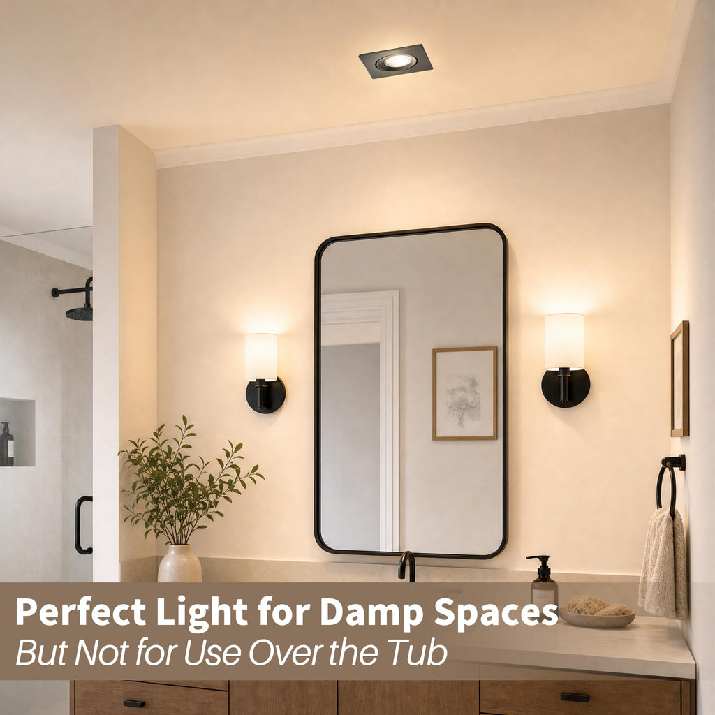 Black Square Gimbal Recessed Spot Lights 4 Inch 6 Pack,dimmable