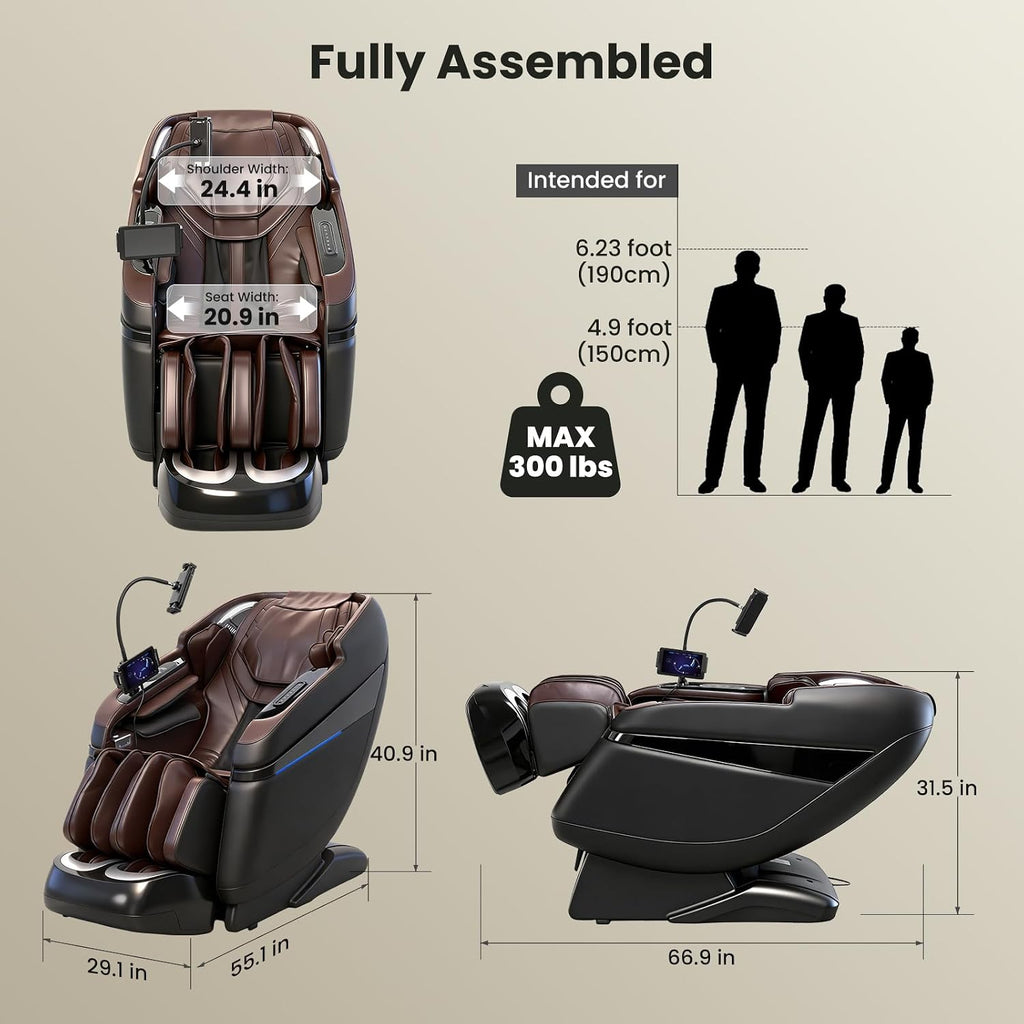 4D Music Rhythm Massage Chair Full Body, 2026 Unique Sonic Resonance Zero Gravity SL-Track Shiatsu Recliner with Knee