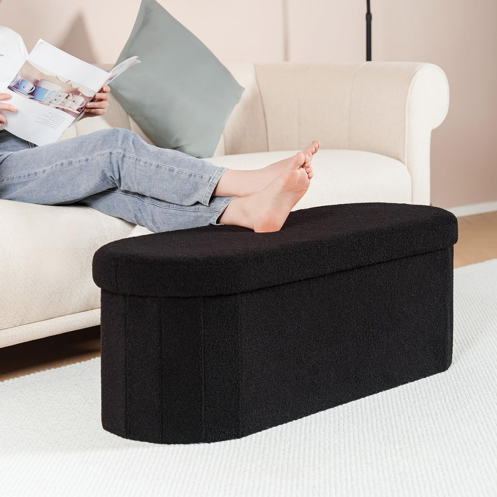 43.3" Sherpa Ottoman with Storage, Black