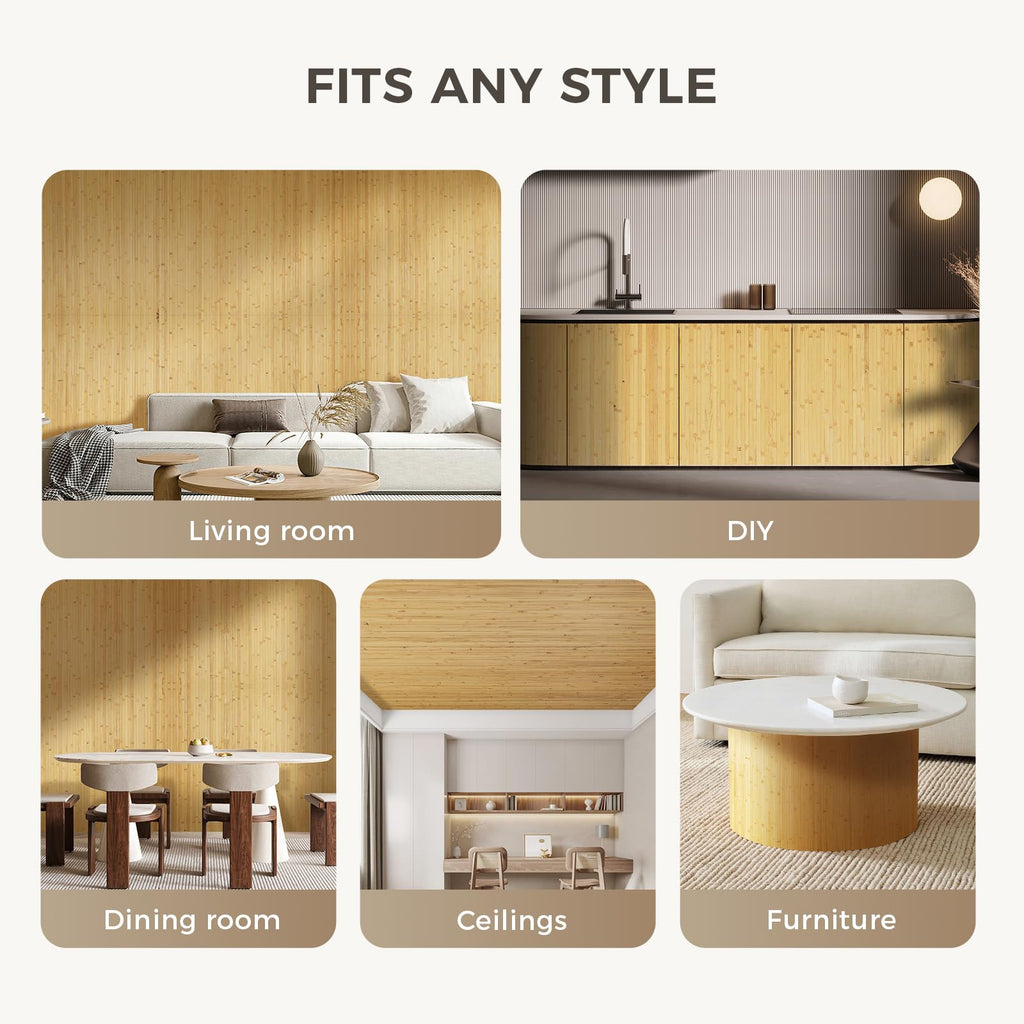 2 Pack 96x48 Inch Natural Bamboo Wall Panel