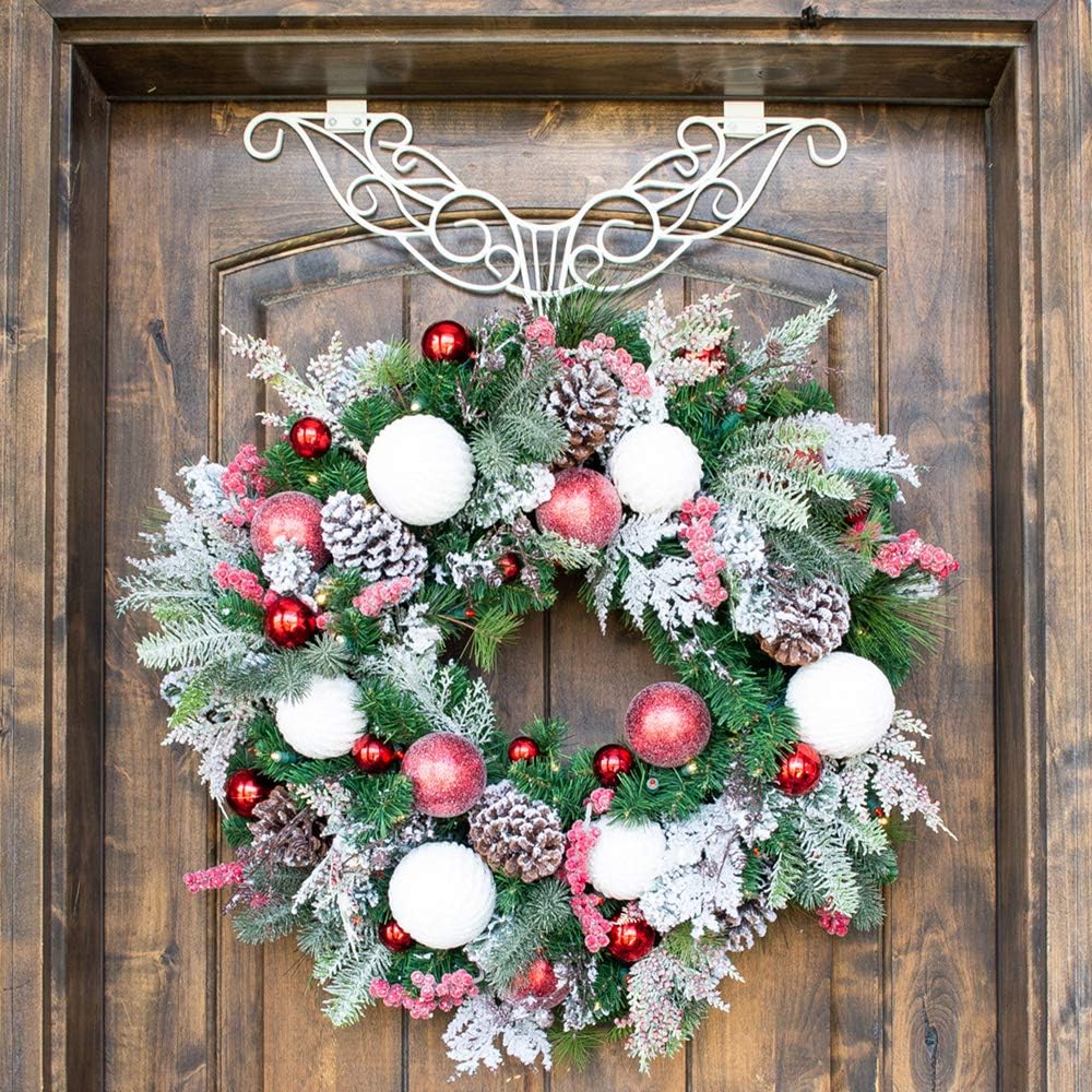 30 Inch Pre-Lit Artificial Christmas Wreath, Frosted Wonderland
