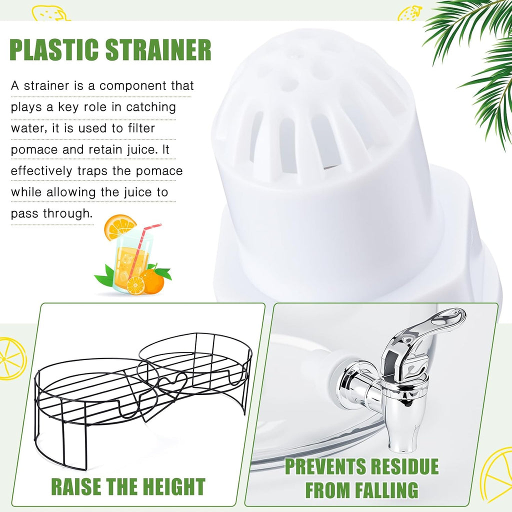 Gallon Glass Drink Dispenser for Parties Large with Stand and Spigot Leakproof Water Storage Lemonade Juice - Set of 2
