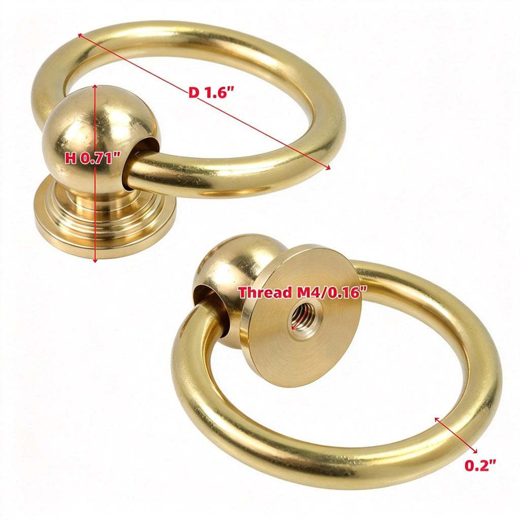 Brass Drop Ring Pulls, 1.6 Inch Antique, 2Pcs