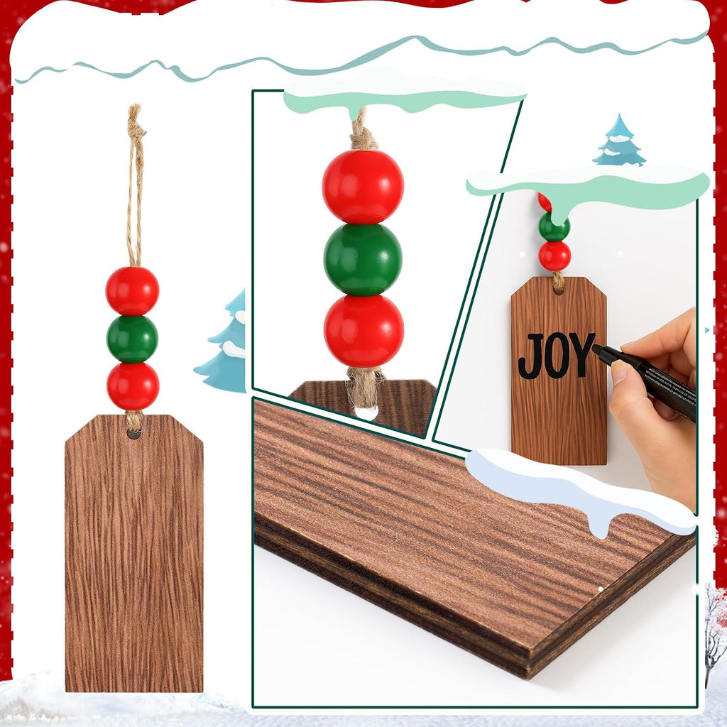 8 Pack 20in Christmas Stocking and 8Wood Hanging Tag, Red Green | Farmhouse Plush Velvet Scales Glitter Xmas