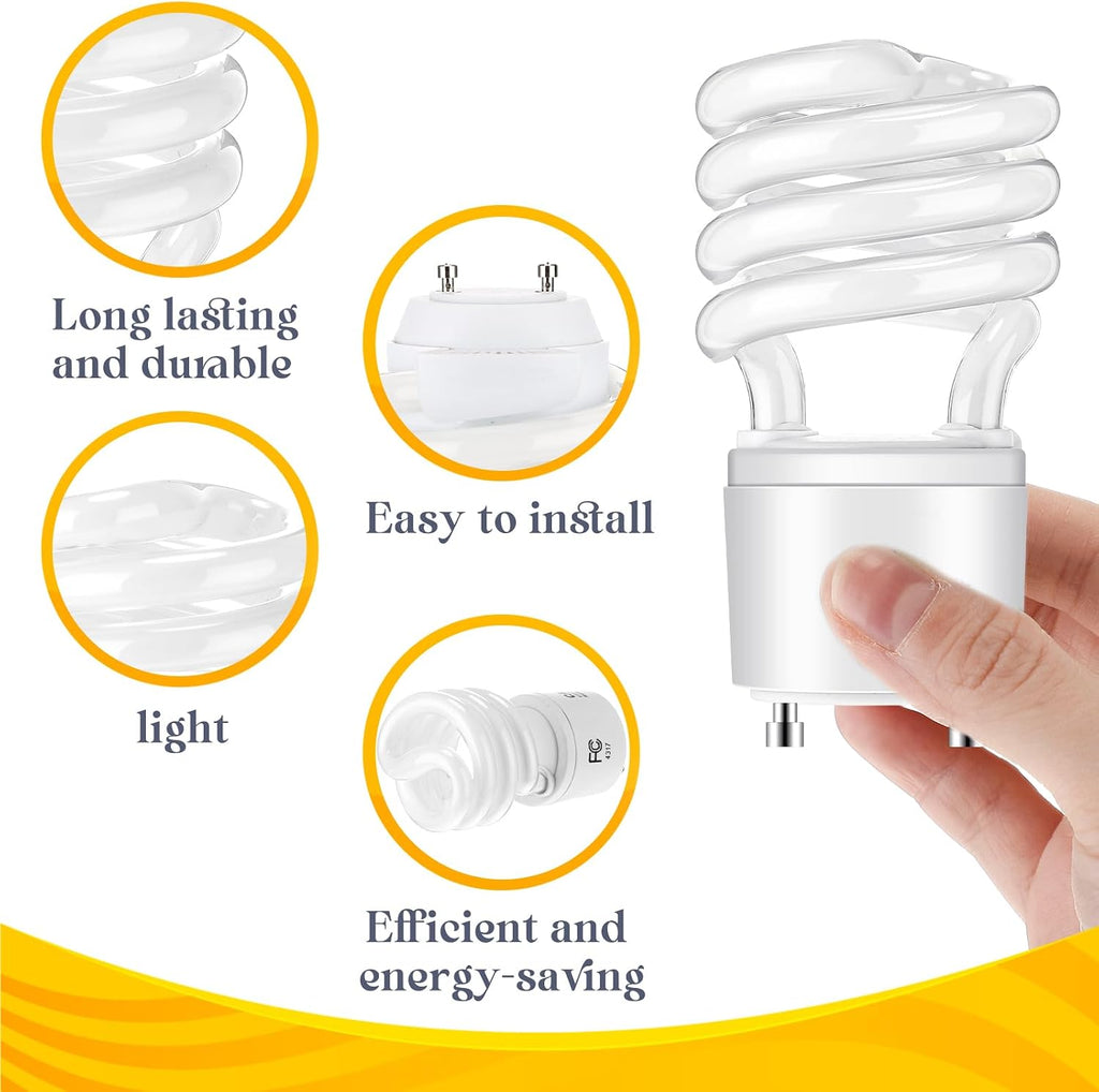 2 Pcs 13W 120v 60Hz Gu24 CFL 2 Prong LED Light Bulb 2700k T3 Spiral