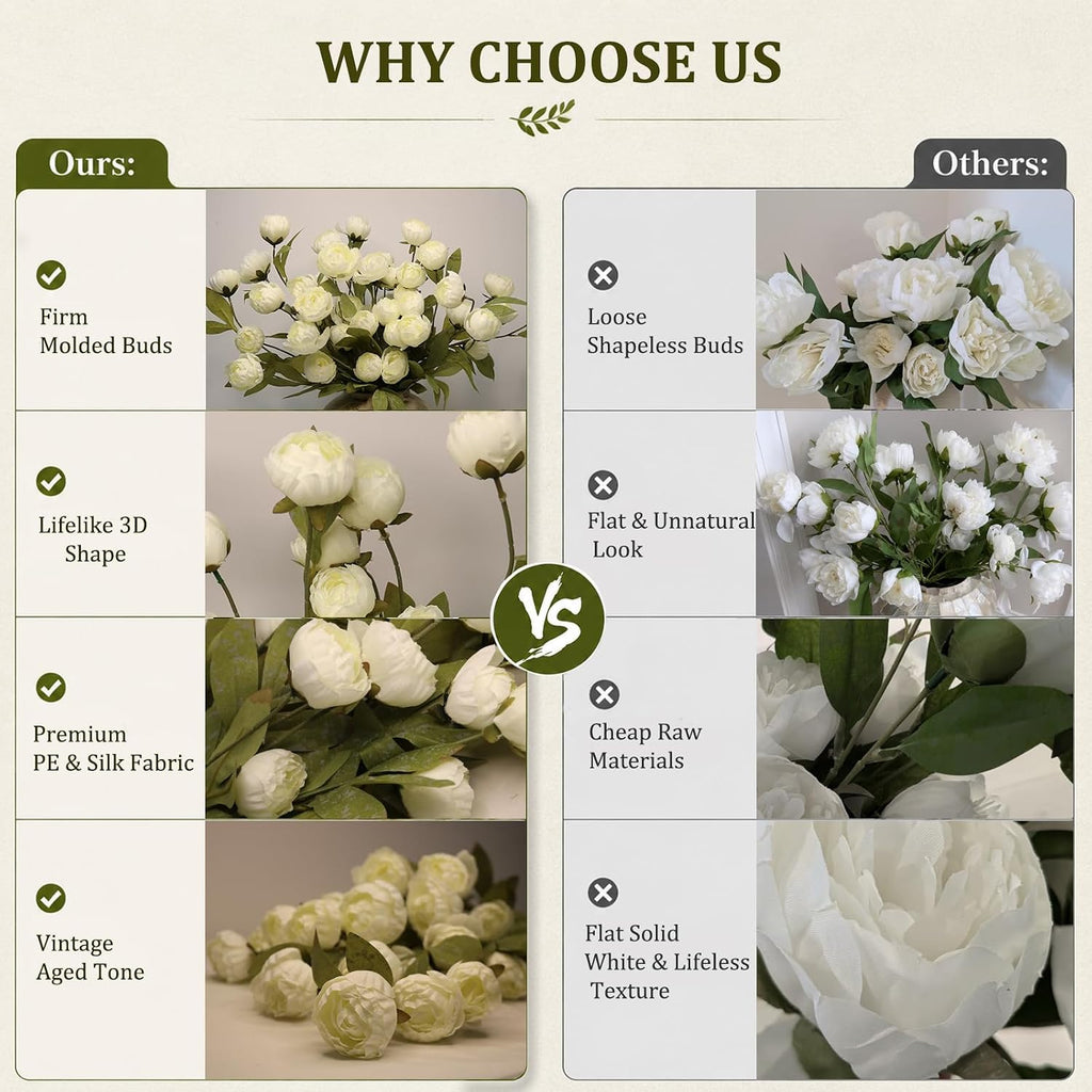 Faux Peonies Artificial Flowers for Vase - 29" Bulk Silk Fake Peonies Flower Stems, Real Touch Fake Flowers - Set of 6