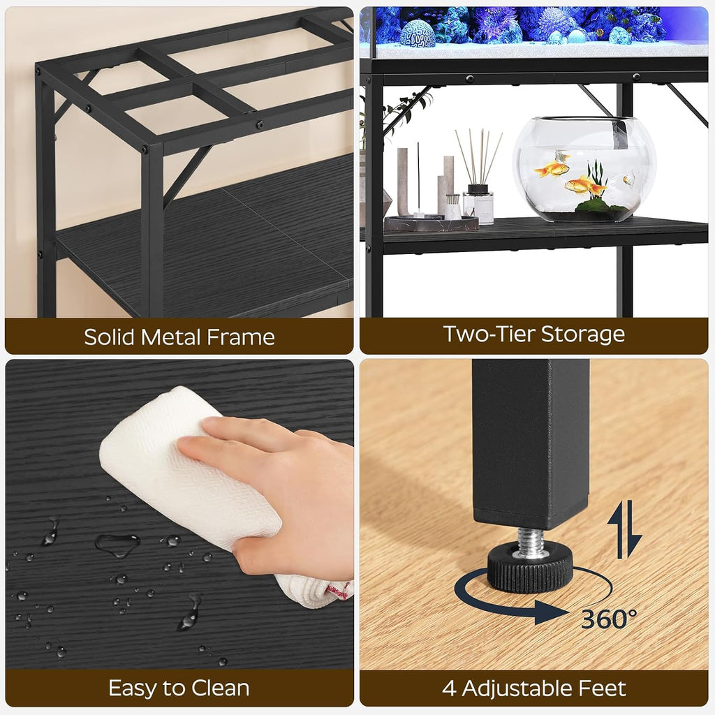 30 Gallon Fish Tank Stand, Aquarium Stand with 2-Tier Storage Shelves, Heavy Duty Breeder Turtle Terrarium Stand Rack