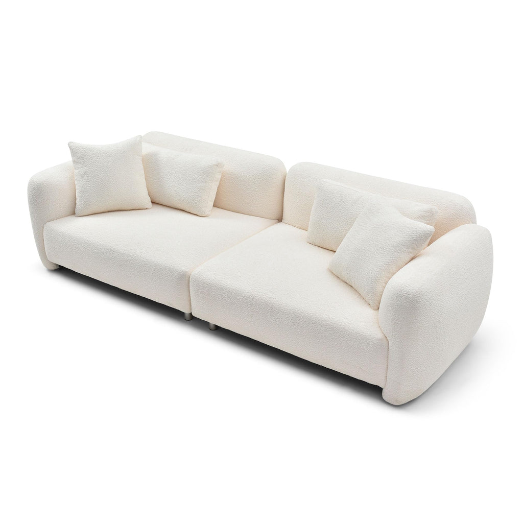 110.23'' Cloud Sofa, Comfy Teddy Boucle Fabric Curved Couch, Oversized Modern Upholstered Sectional Sofa Couch with 4