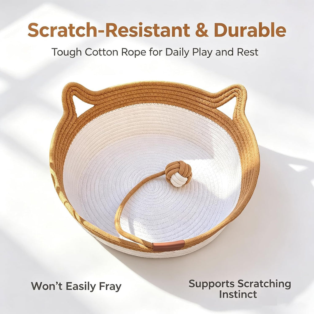 Large Instinct Basket for Cats Rope Cotton Handwoven Cat Basket