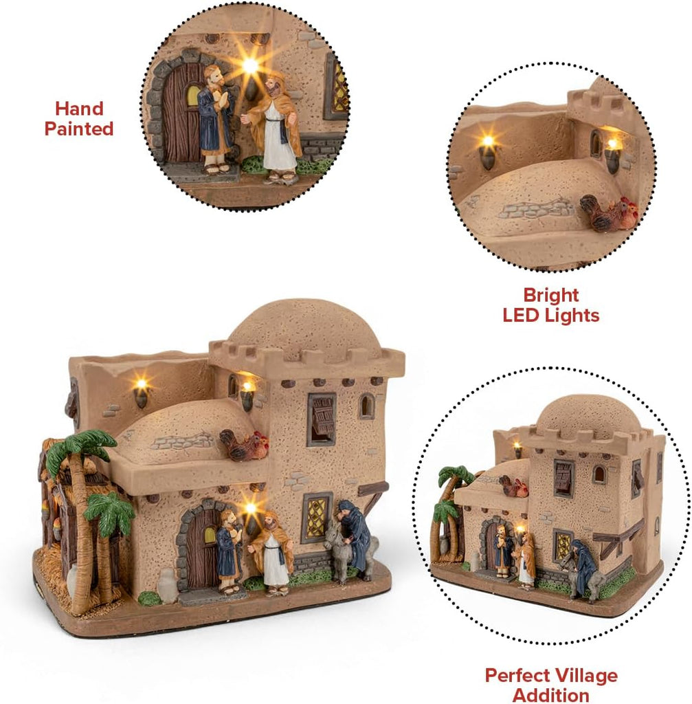 Bethlehem Inn Porcelain Christmas Village with LED Lights