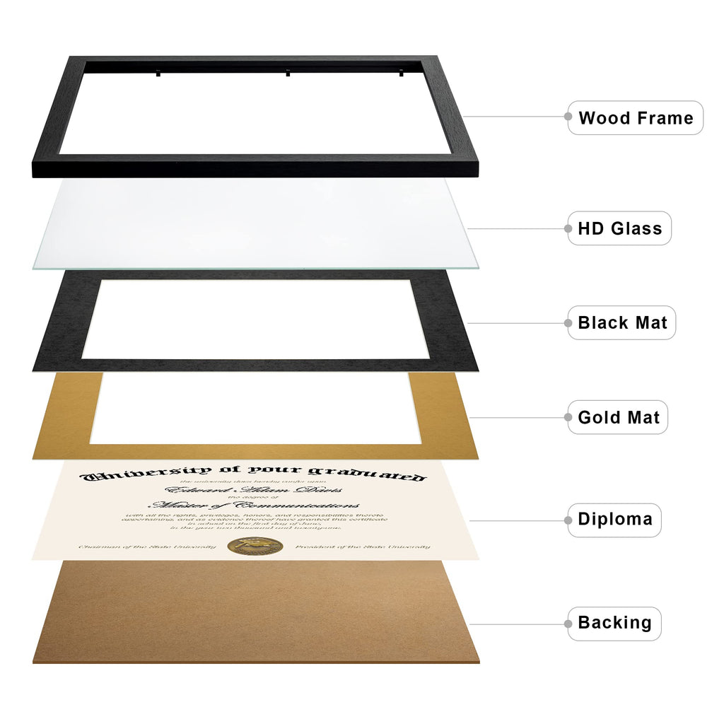 Diploma Frame with HD Glass, 11x14 Black, 1 Pack