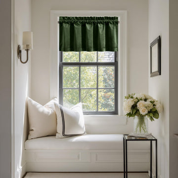 Velvet Cafe Windows Valance, Olive Green Window Treatment for Kitc