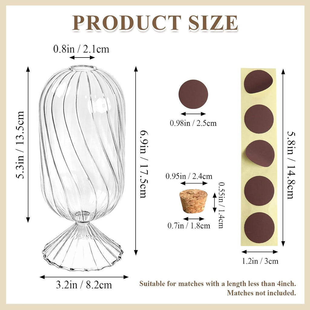 Large Glass Match Holder Decorative Match Stick Container Long Match Cloche