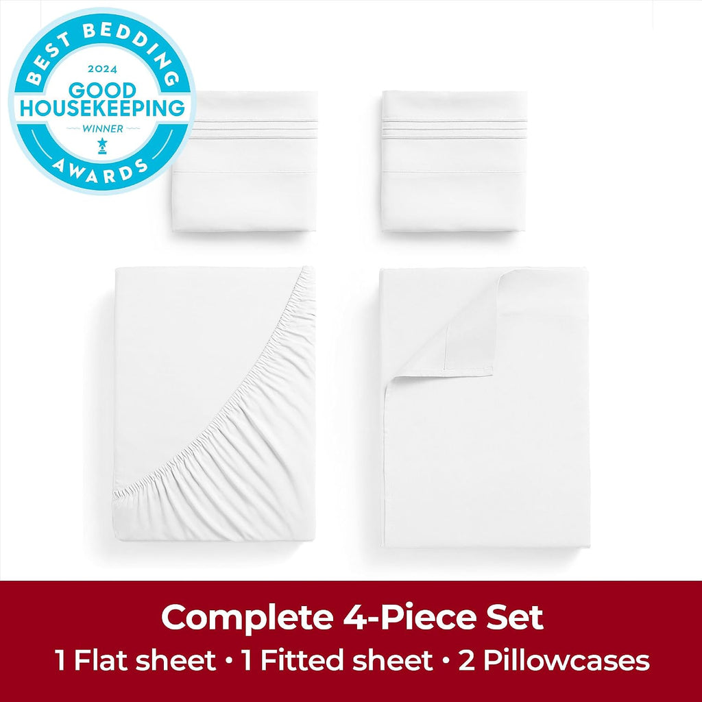 Extra Deep King Sheets - 4 PC Iconic Collection Bedding | Hotel Luxury, Ultra Soft, Cooling Bed Sheets - Wrinkle