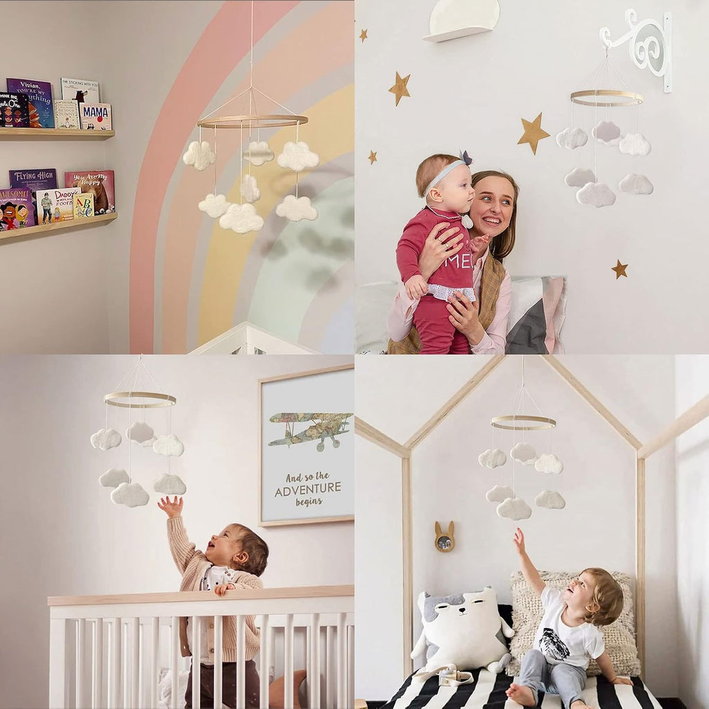 Baby Mobile for Crib - Boho Crib Mobile - Felt Cloud Mobile - Gender Neutral Baby Mobile - Boho Nursery Decor - Crib
