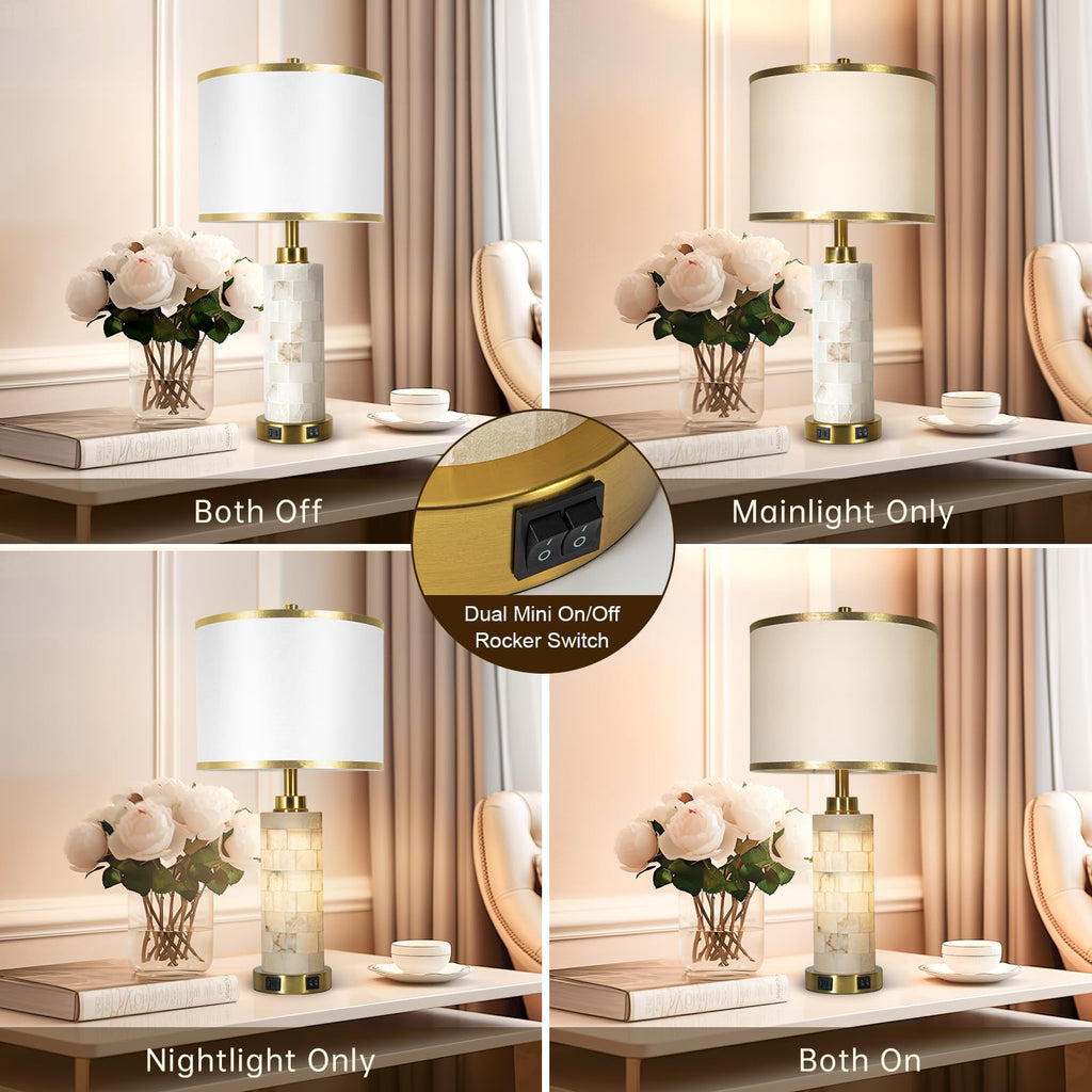 27" Alabaster Table Lamps Set of 2 Bedroom