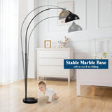 Modern Arc Floor Lamp with Metal Hanging Dome Shade, Industrial Adjustable Over the Couch Stand Up Light