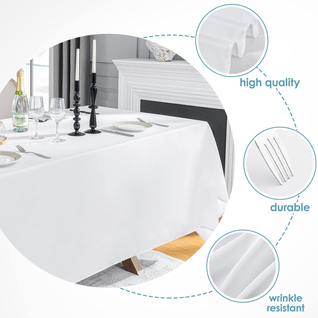 Classic Series 10 Pack 90 * 132inch White Rectangle Tablecloth
