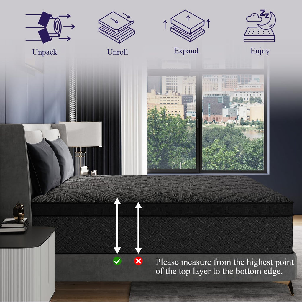 Upgraded Luxury 12 Inch Hybrid California King Size Mattress, Medium Firm | Cooling Gel Memory Foam & Pocket Springs