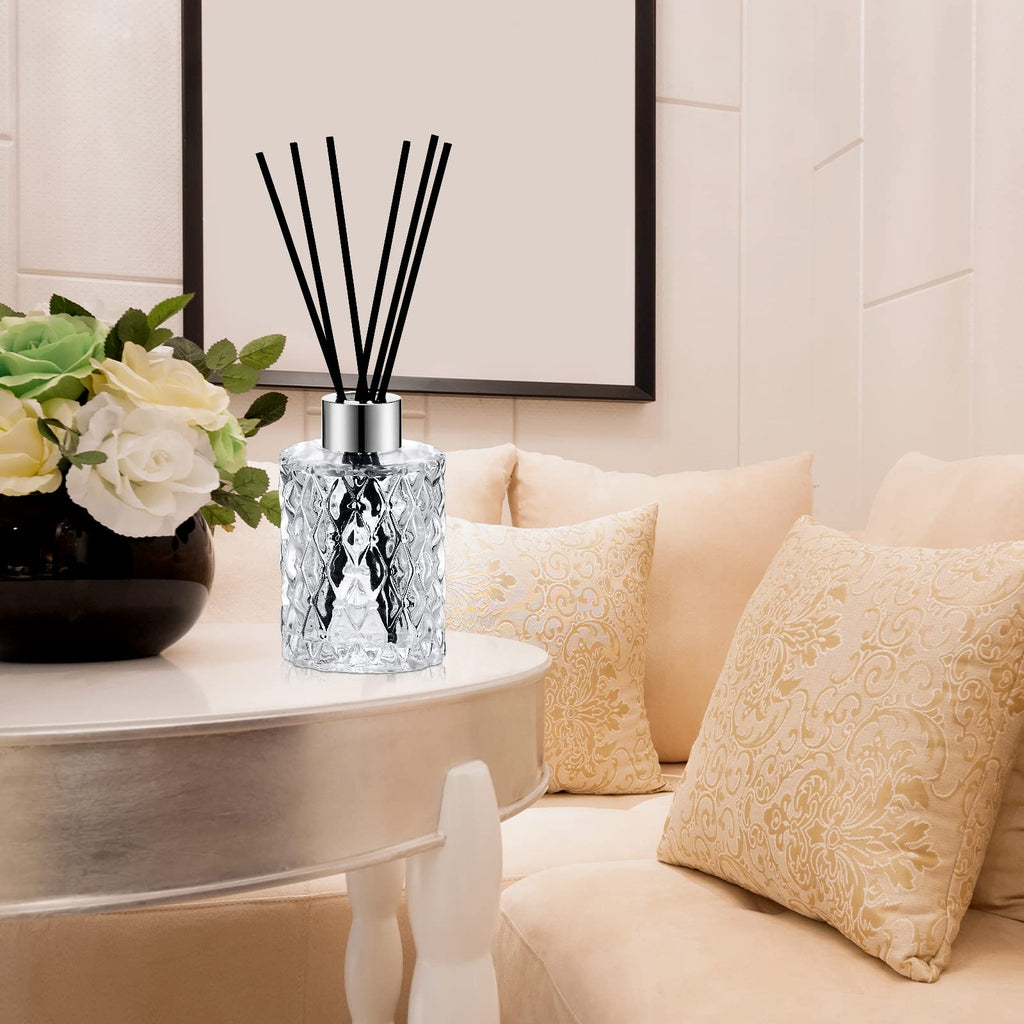 16 Pack Empty Reed Diffuser Bottles with Caps Rattan Sticks, Silver