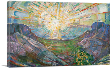 The Sun 1911 Canvas Art Print Stretched Framed Painting Picture Poster Giclee Wall Decor by Edvard Munch - 40" x 26"
