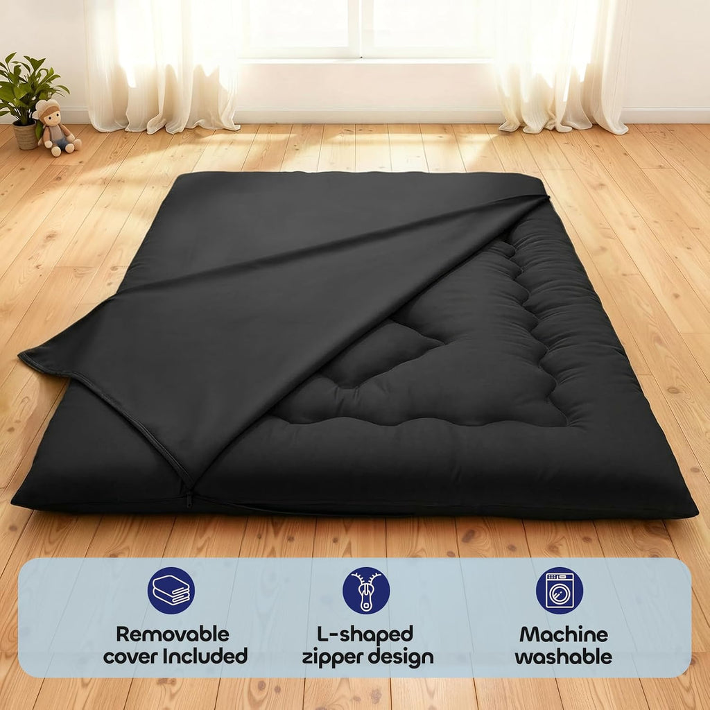 4" Thick Japanese Futon Mattress - Space Saving Foldable Floor Mattress for Guests, Dorms & Rooms, Portable Tatami