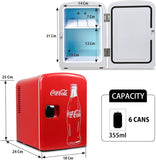 Mini Fridge for Bedroom Cosmatic Office 4L Small Refrigerator 6 Can Mini Dorm Fridge Portable Cooler 12V DC 110V AC