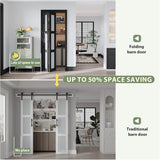 Bifold Closet Doors,Folding Door for 30" x 80" Opening,3-Lite Tempered Frosted Glass,Black Interior 