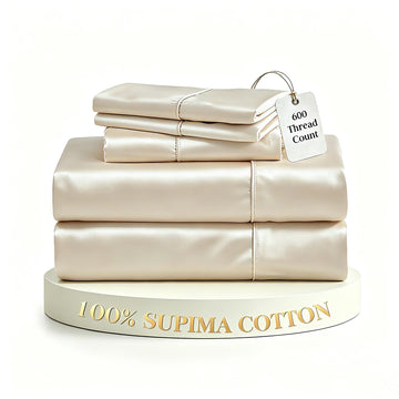 100% Supima Cotton 600 Thread Count King Sheets-4 Pc Long Staple Pure Soft Sateen Weave Set-16" Deep Pocket Cooling