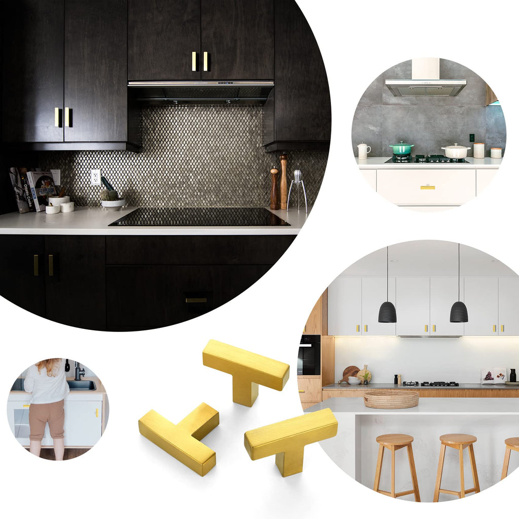 45 Pack Gold Square Bar Cabinet Knobs 2 Inch Kitchen Handles
