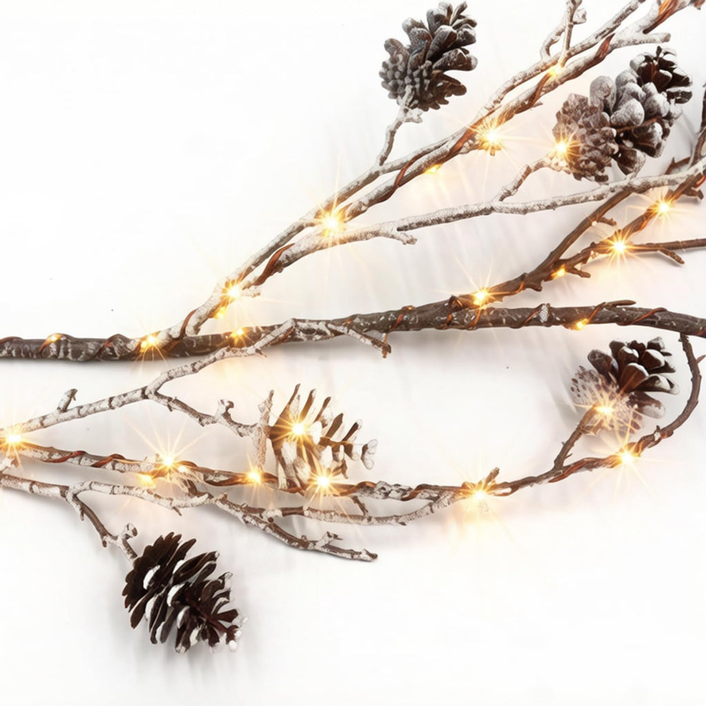 6ft Pre-Lit Pine Cone Christmas Garland with 120 Fairy Lights,Timer
