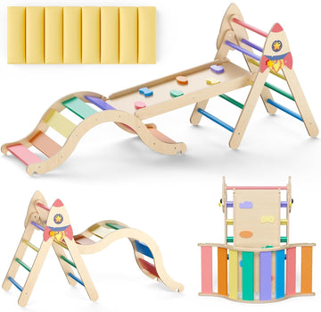 Triangle Set with Cushion, in-1 Kids Climbing Toys for Toddlers 1-3 Inside, Montessori Toddler Climbing Toys