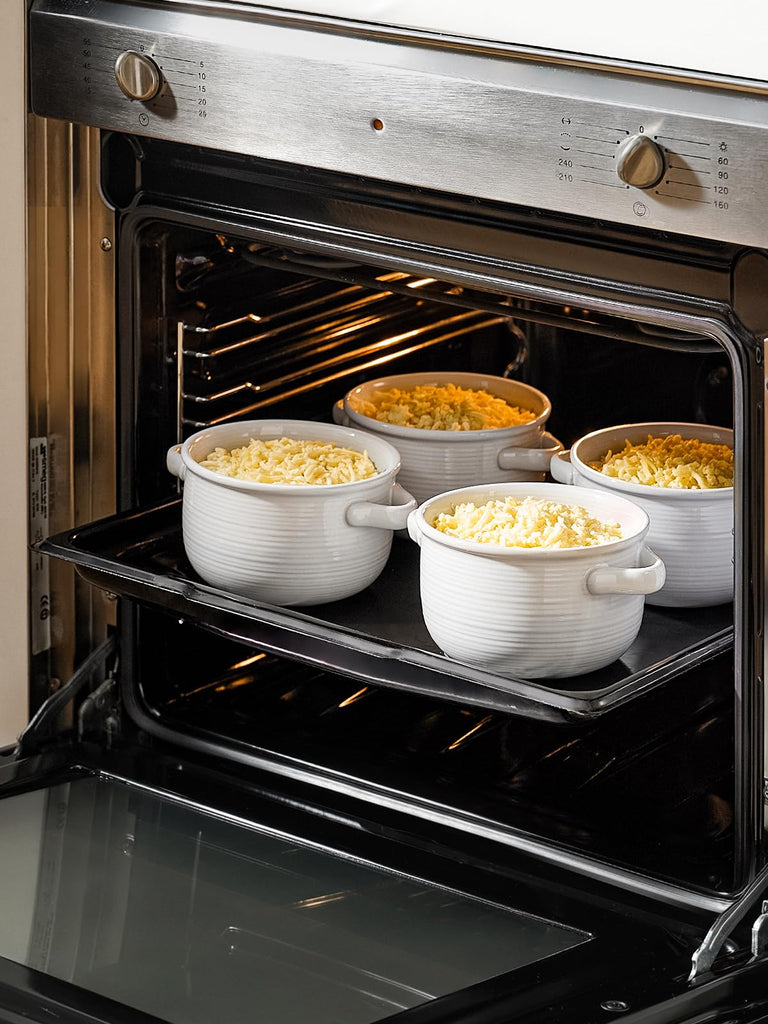 French Onion Soup Bowls with Handles, 28 oz, Set of 4, White