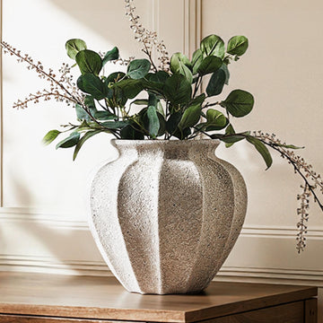 11.3" Ceramic Vase, Artisan Large White Ceramic Vase for Modern Farmhouse Home Decor, Substantial & Stable Flower