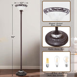Torchiere Floor Lamp - 70" Victorian Floor Lamp with with Etched Glass Shade