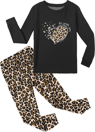 Girls Pajamas Long Sleeve Snug Fit Pjs Set Kids Cute Sleepwear