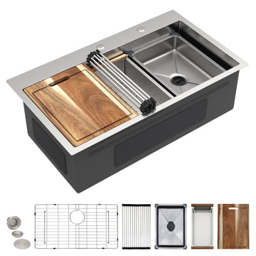 33"x19" Drop Sink Dual-Tier Ledge Workstation