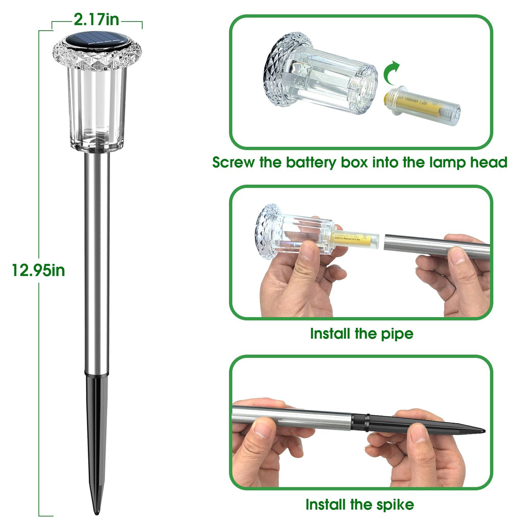 Solar Outdoor Lights, 15 Pack Solar Pathway Lights Outdoor Waterproof, Stake Lighting for Garden Yard Path Walkway