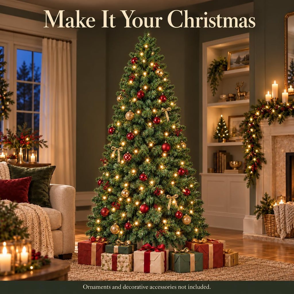 7ft Pre-Lit Artificial Christmas Tree with Warm White Lights