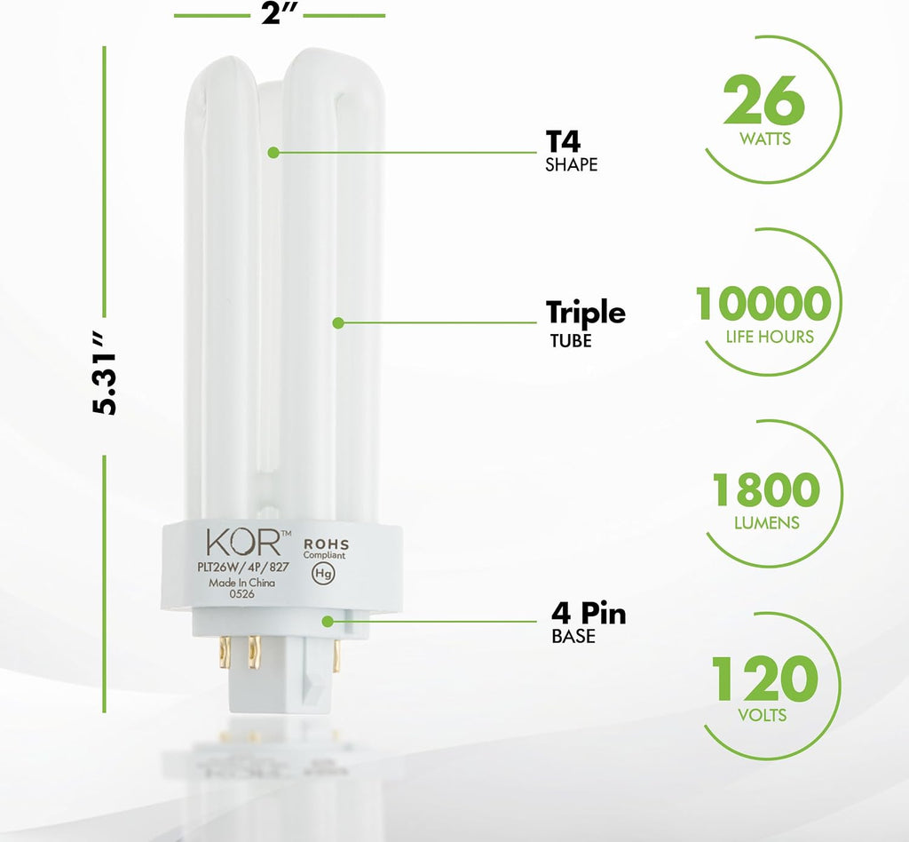 26W Triple Tube Compact Fluorescent Light Bulb, 8 Pack