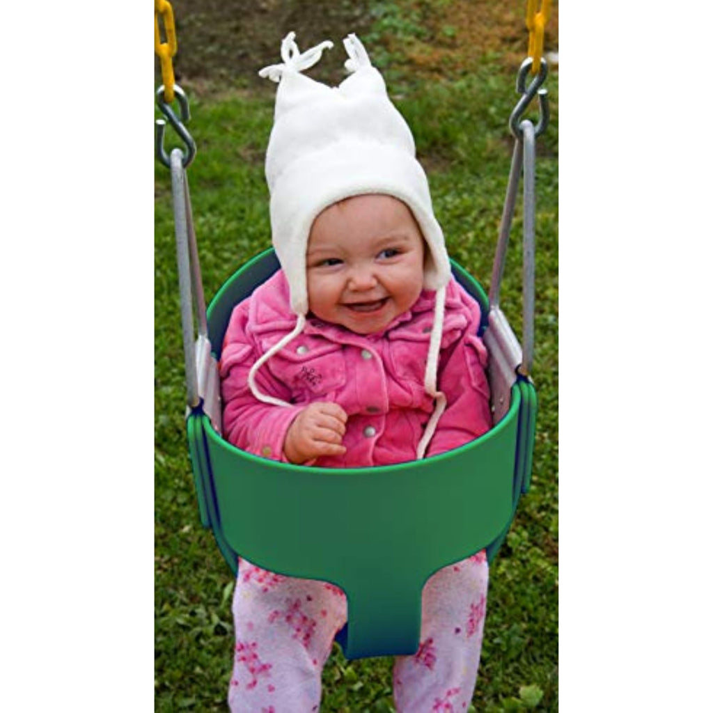 Heavy-Duty High Back Full Bucket Toddler Swing, Green