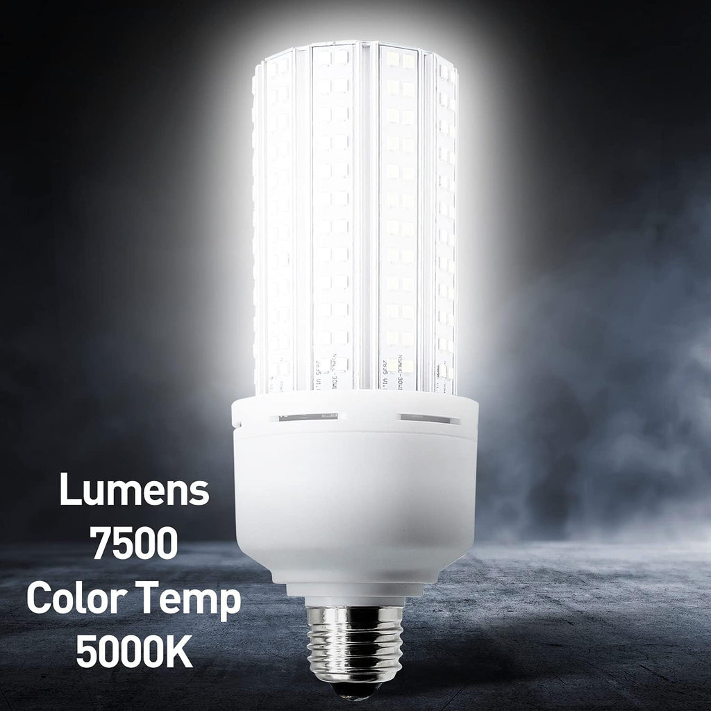 2 Pack LED Corn Light 600W Equivalent LED Corn Bulb 7500 Lumen 60W Large Area Cool Daylight White E26/E27 Medium Base